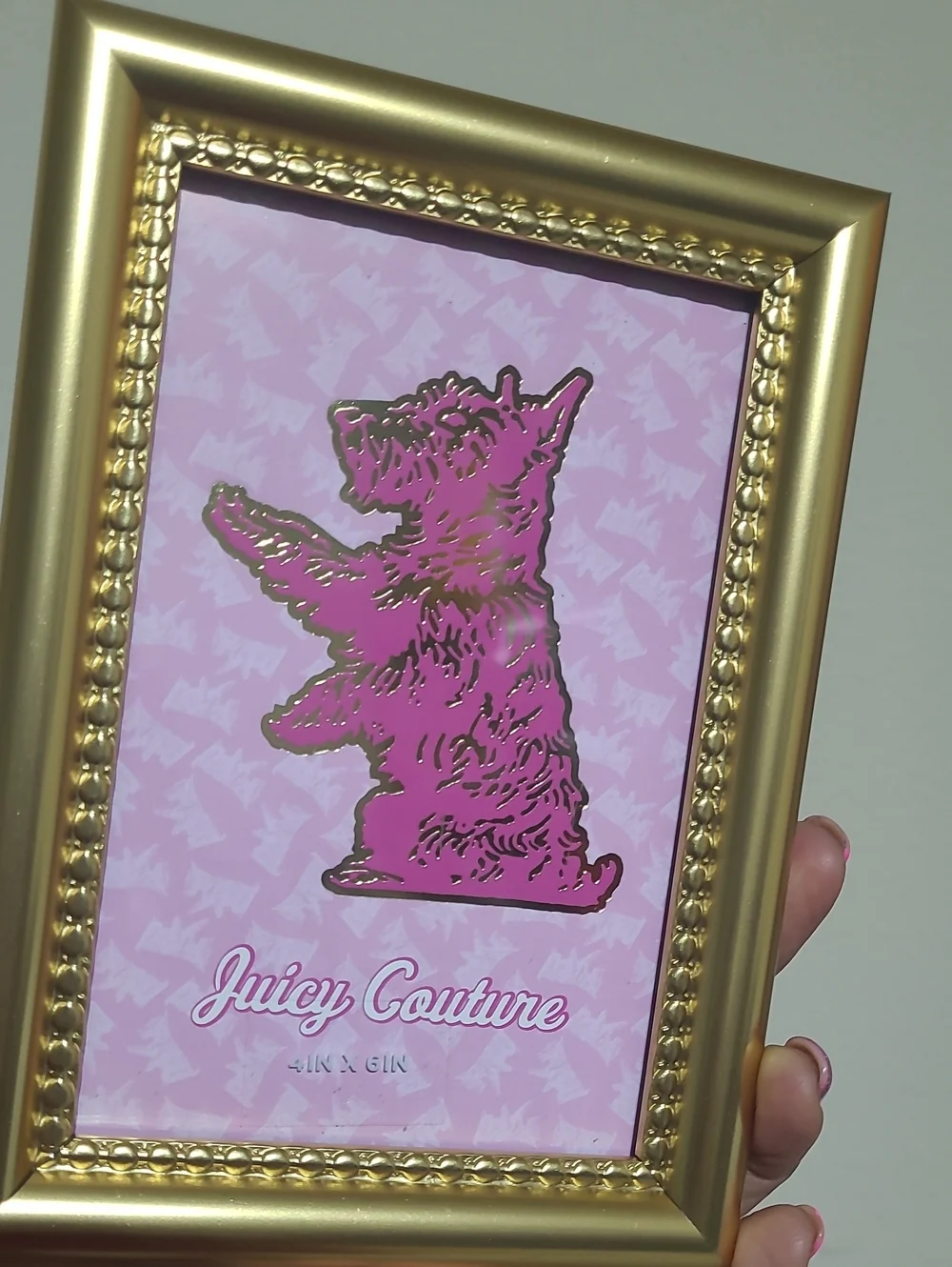 Juicy Couture Gold Framed Pink Dog Print - 4x6